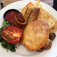 big breakfast with kale & cauliflower snags at Suzy Spoon's Vegetarian Butcher in Marrickville