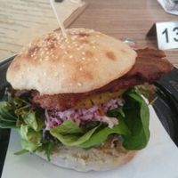 Fund-raising burger at Suzy Spoon's Vegetarian Butcher in Marrickville