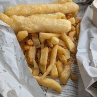 Vegan Fish & chips at Suzy Spoon's Vegetarian Butcher in Marrickville