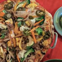 Veggie Pizza without cheese at Higos y Olivos  in Cabo San Lucas