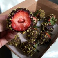 chocolate coated strawberries - inside at Vegan Cakes Sydney - Raw Passion in Wetherill Park