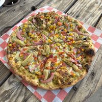 Vegan pesto pizza   at Bravery Brewing in Lancaster