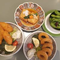 Agadashi tofu, Edamame, Calamari, Sugarcane Prawns at Midori By Tao's   in Balwyn North