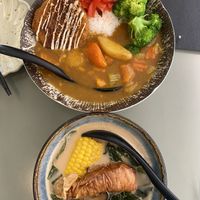 Katsu curry and oat milk ramen  at Midori By Tao's   in Balwyn North