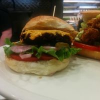 beet burger, loaded at Chickpea & Olive in Brooklyn