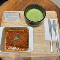 Matcha with lasagna   at HealthyTOKYO CBD Shop & Cafe - Shinjuku in Tokyo