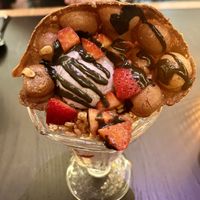 Taro ice cream & bubble waffle  at PLANTA Queen in Washington