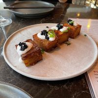 1000 layer potatoes with coconut based sour cream and kelp based caviar   at PLANTA Queen in Washington