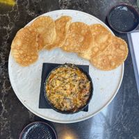 Vegan Crab Rangoon Dip and Wonton Chips  at PLANTA Queen in Washington