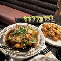General D’s cauliflower, cauliflower wings, and the dragon roll  at PLANTA Queen in Washington