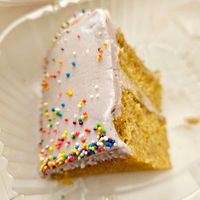 Lavender white chocolate cake at Sabertooth Bakery in Oakland