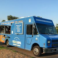 Pizza Karma's food truck at a live music event in the south metro. I was a little disappointed because there were no vegan items on the menu. at Pizza Karma in Apple Valley