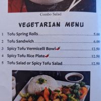 Vegetarian section of the menu 4/30/2023 at Ba Mien Bistro in Spring