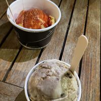 Vegan cookies icecream and mango sorbet with chamoy and tajin   at Afters Ice Cream in Rancho Cucamonga