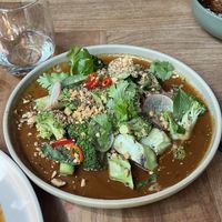 Broccoli in satay sauce  at Lotus in Highgate