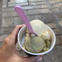 Pistachio and vanilla- both vegan and really good  at Sa Gelateria - Alcudia in Mallorca
