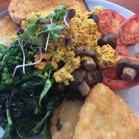 Vegan scrambled tofu breakfast  at The Bank Cafe in Lismore