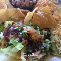 Potato tacos with rice and beans (vegan) at Tacos Cancun in Costa Mesa