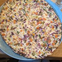 Flammkuchen mit Sojacreme und Gemüse at Die Zeder in Titisee-neustadt