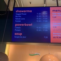 Menu  at Tibits Take Away Pop-Up in Lausanne