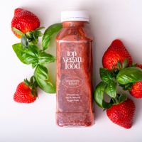 Strawberry Basil Smoothies.
Healthy Smoothie full of vitamins and minerals 
Strawberry, raspberries, fresh apple juice and basil
100% freshly squeezed at Dobro Top Vegan   in Dubai