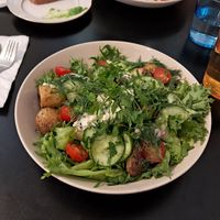 Salad with tofu skagen, dill cucumbers and potatoes 🩵 at Ravintola Lohtu in Helsinki