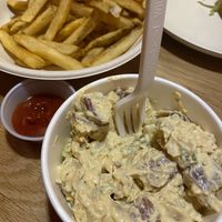 Potato salad side and fries at Next Level Veggie Grill - University Village in Seattle