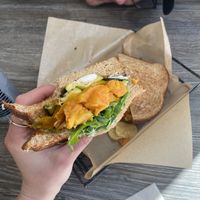 Veggie sandwich made vegan with a vegan cheese swap!   at Cool River in Buena Vista