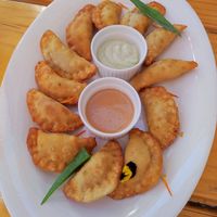 Mix de empanadas de entrada at Rocoto Cusqueño in Santiago