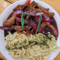 Fettuccini a la huancaína con tofu at Rocoto Cusqueño in Santiago