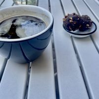 American coffee with chocolate and peanut truffles   at Franca in Montevideo