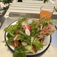 Club sandwich (request it vegan) and side salad   at Franca in Montevideo