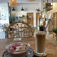Smoothie bowl & iced latte with soy milkk  at Nook Cafe in Kota Kinabalu