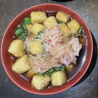 Vegan and gluten-free Agadashi Tofu in a mushroom broth  at Yamatoya Bistro Bar in Hod Hasharon