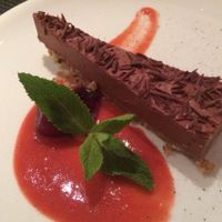 Chocolate and strawberry cake at TAN Restaurant in Brussels