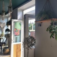 A lot of plants, the entrance at KRZAKI Vege Street Food in Plock