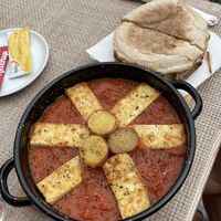 Shakshuka with garlic bread  at Quinta Levada do Rei in Santana