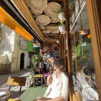 Sunny day in January   at Culture Box cafe in Fes