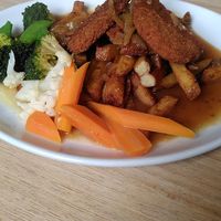 Schnitzel and veg at The Corrie Hotel in Isle Of Arran