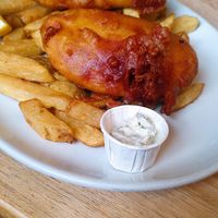 Vegan fish and chips at The Corrie Hotel in Isle Of Arran
