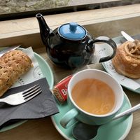 Curried jackfruit sausage roll and biscoff cronut    at Castleton Coffee Co in Castleton