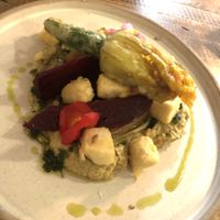 Courgette flower   at Lovage  in Newcastle Upon Tyne