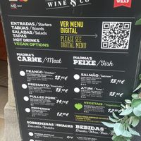 Vegan options only in the qr code  at Piadina's, Wine & Co in Sintra