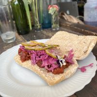 Barbecue tempeh sandwich   at Georgina's Goods  in Guatemala City
