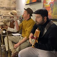Great evening of music in this great venue.  The Lazy River Wastrels.   Mario doesn’t always look glum!  at Vegood in Vila Real De Santo Antonio