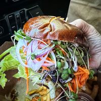 Lions mane burger   at Buddha Belly Burger in Sacramento