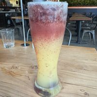 Blueberry pineapple lemonade with chia seeds  #Veganuary at Buddha Belly Burger in Sacramento