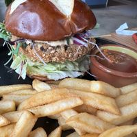 Chicken fried steak burger #Veganuary at Buddha Belly Burger in Sacramento
