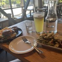 Okra and bbq burger   at Buddha Belly Burger in Sacramento