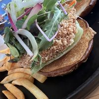 Lions Mane Chickpea Burgerr  at Buddha Belly Burger in Sacramento